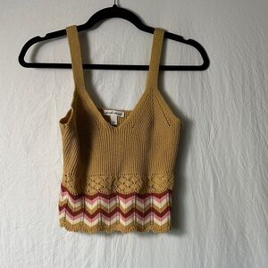 Derek Heart Mustard and Burgundy Chevron Knit Tank